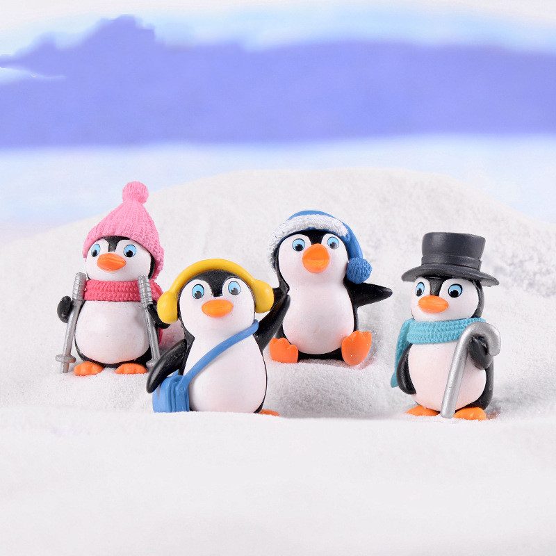 Cartoon Resin Penguin Model Kids Toys Miniture Fairy Garden Accessories Supplies Pot Bonsai Moss Fairy Garden Animals Micro Landscape Miniature Garden Terrariums Fairy Garden Figurine Kits Items Table Decoration Accessories